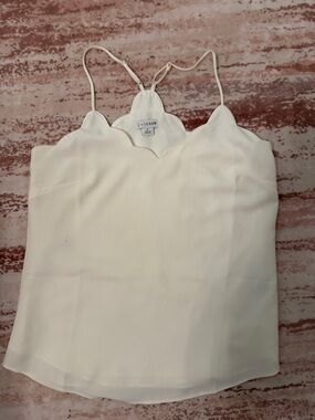 J. Crew Cream Scallop-Edge Silk-Feel Camisole